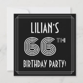 66th Birthday Party: Art Deco Style w/ Custom Name Einladung (Vorderseite)