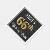 66th Birthday Party — Fancy Script, Faux Gold Look Serviette (Ecke)