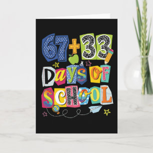 67 + 33 Tage Schule Buntes Klassenzimmer Karte