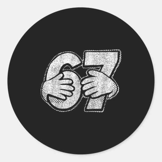 67 6 7 Hands Comic Style  Runder Aufkleber (Vorderseite)