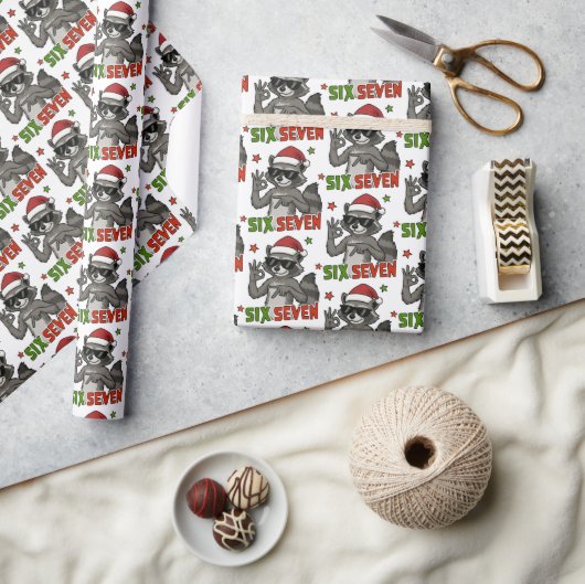 67 6 7 Weihnachten Six Seven Meme Geschenkpapier (Kunsthandwerk)