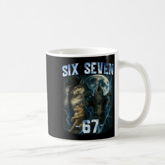 67 Alpha Wolf Meme Funny Graphic Tee Six Seven Hum Kaffeetasse (Rechts)