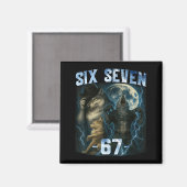 67 Alpha Wolf Meme Funny Graphic Tee Six Seven Hum Magnet (Vorderseite/Rückseite)