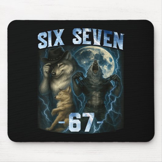 67 Alpha Wolf Meme Lustiges Grafik T-Shirt Six Sev Mousepad (Vorne)
