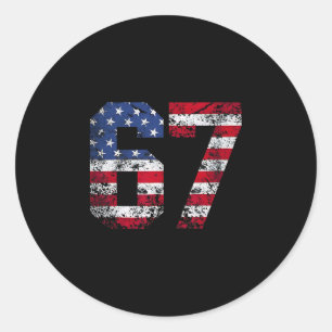 67 Amerikanische Flagge Meme Lustig Six Seven Gen  Runder Aufkleber