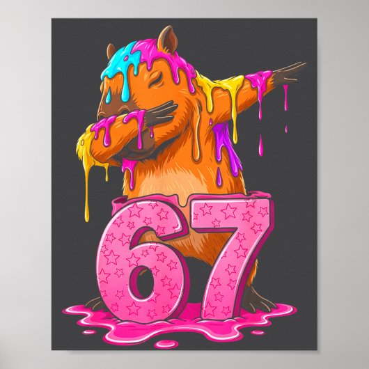 67 Animals Funny 67 Brainrot Youth Kids Capybara 6 Poster (Vorne)