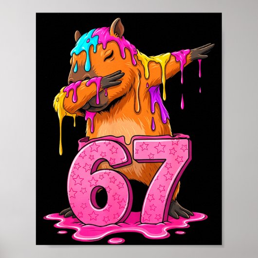 67 Animals Funny 67 Brainrot Youth Kids Capybara 6 Poster (Vorne)