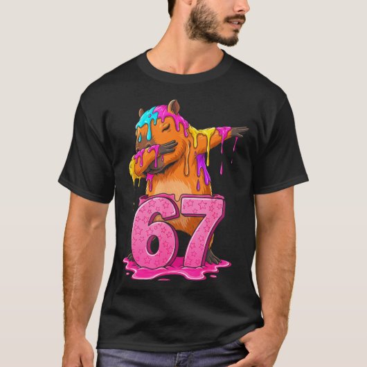 67 Animals Funny 67 Brainrot Youth Kids Capybara 6 T-Shirt (Vorderseite)