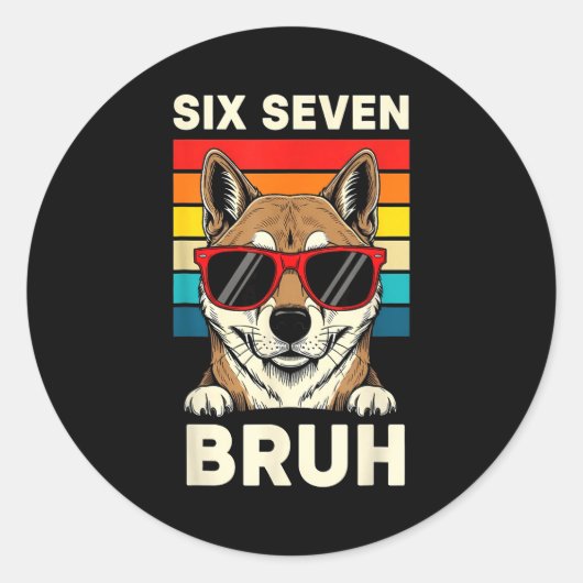 67 Animals Funny 67 Brainrot Youth Kids Dog 67  Runder Aufkleber (Vorderseite)