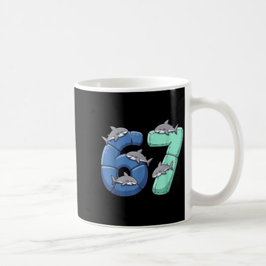 67 Animals Funny 67 Brainrot Youth Kids Shark 67  Kaffeetasse (Rechts)