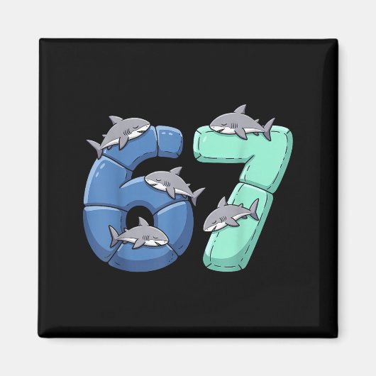 67 Animals Funny 67 Brainrot Youth Kids Shark 67 Magnet (Vorne)