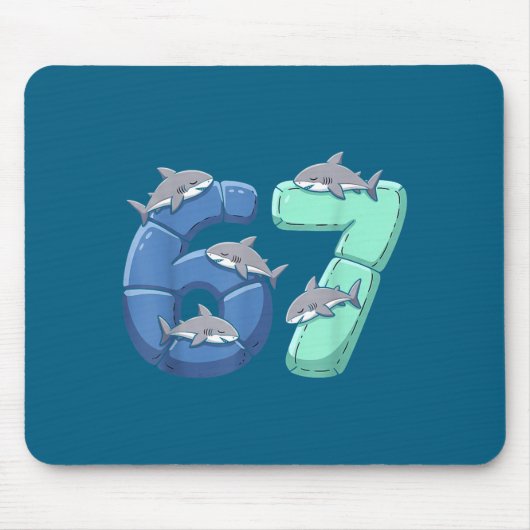 67 Animals Funny 67 Brainrot Youth Kids Shark 67 Mousepad (Vorne)