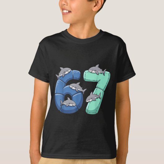 67 Animals Funny 67 Brainrot Youth Kids Shark 67  T-Shirt (Vorderseite)