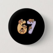 67 Animals Funny 67 Brainrot Youth Kids Sloth 67 Button (Vorderseite)