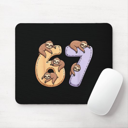 67 Animals Funny 67 Brainrot Youth Kids Sloth 67 Mousepad (Mit Mouse)