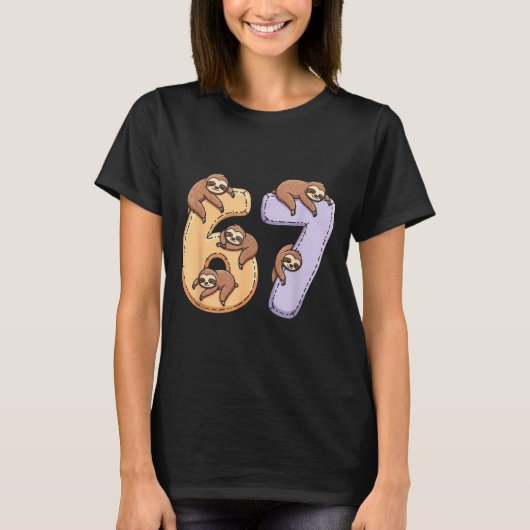67 Animals Funny 67 Brainrot Youth Kids Sloth 67  T-Shirt (Vorderseite)