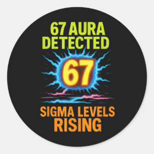 67 Aura erkannt Sigma-Level steigen Six Seven Riz Runder Aufkleber