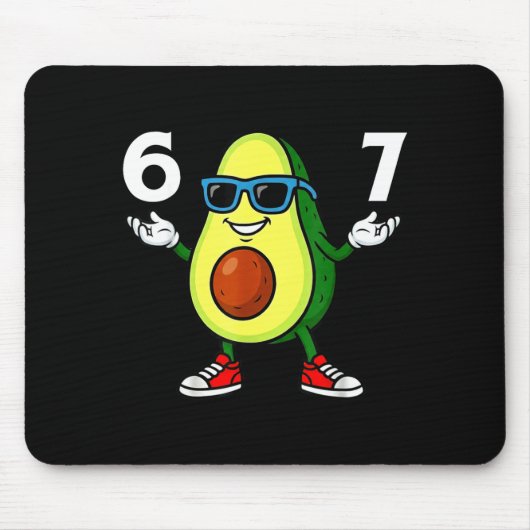 67 Avocado 6 7 Lustig Cool Six Seven Meme Cartoon  Mousepad (Vorne)