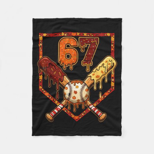 67 Baseball Drip Thanksgiving Six Seven Boys Teens Fleecedecke (Vorderseite)