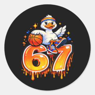 67 Baseball-Gans Lustiges Meme Six Seven Kinder Ju Runder Aufkleber