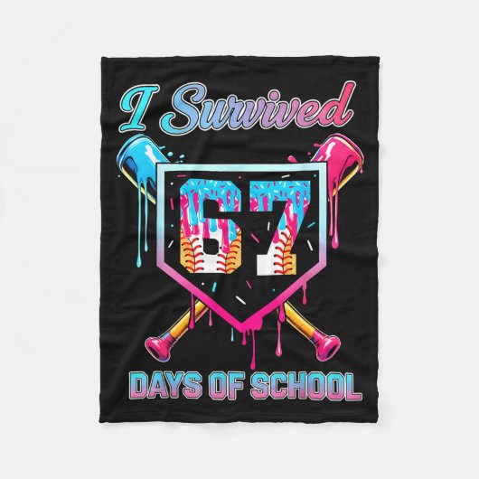 67 Baseball Ice Cream Drip Six Seven Meme Teachers Fleecedecke (Vorderseite)