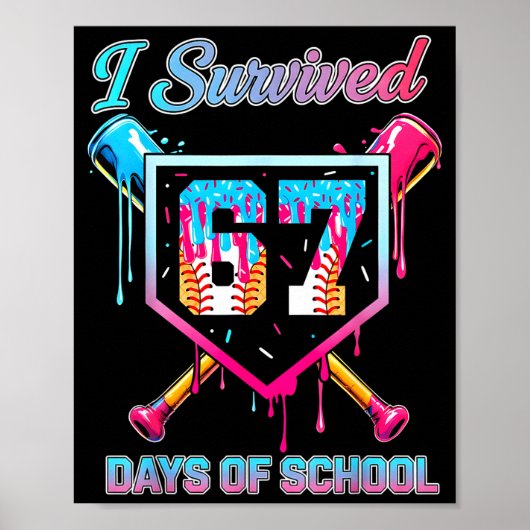 67 Baseball Ice Cream Drip Six Seven Meme Teachers Poster (Vorne)