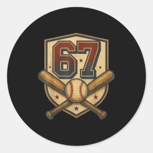 67 Baseball-Meme Vintage Srts-Wappen Lustig Retro Runder Aufkleber