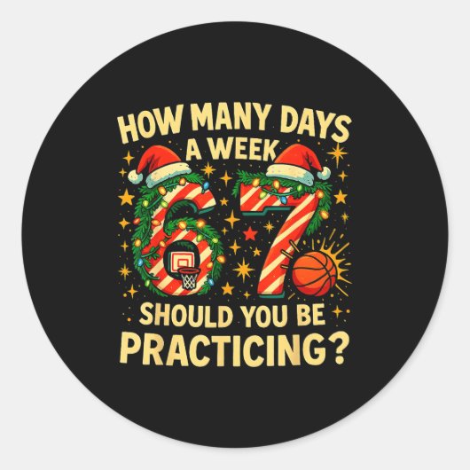 67 Basketball Christmas Funny Practice Meme Gift Runder Aufkleber (Vorderseite)