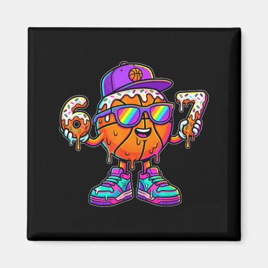 67 Basketball Drip Six Seven Funny Meme Gen Alpha  Magnet (Vorne)