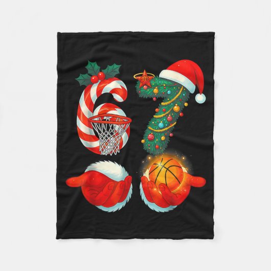 67 Basketball Santa Six Seven Meme Christmas Srt M Fleecedecke (Vorderseite)