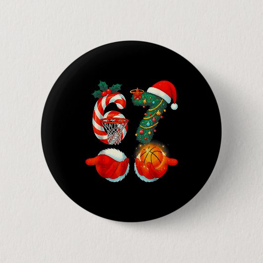 67 Basketball Santa Six Seven Meme Weihnachten Srt Button (Vorderseite)