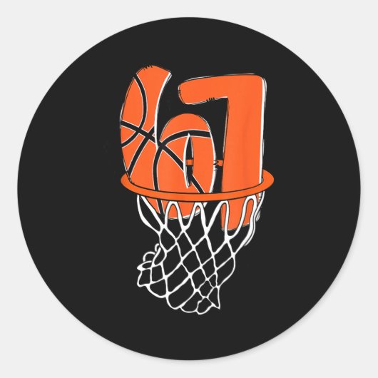 67 Basketball Six Seven 6 7 Meme Funny 67 Basketba Runder Aufkleber (Vorderseite)