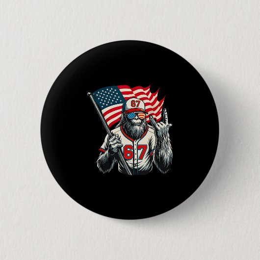67 Bigfoot Meme Funny Six Seven Gen Alpha Slang Button (Vorderseite)
