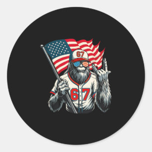 67 Bigfoot Meme Lustig Six Seven Gen Alpha Slang Runder Aufkleber