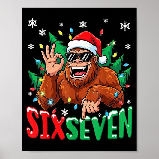 67 Bigfoot Six Seven Hands Christmas Holiday Boys  Poster (Vorne)
