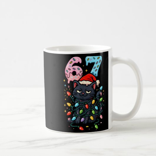 67 Black Cat Christmas Ice Cream Drip Santa Hat Si Kaffeetasse (Rechts)