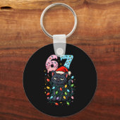 67 Black Cat Christmas Ice Cream Drip Santa Hat Si Schlüsselanhänger (Vorderseite)