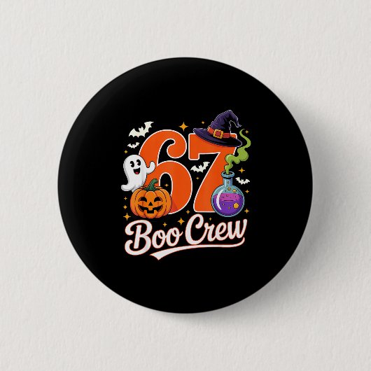 67 Boo-Crew lustiger Halloween-Geist Hexe Kürbis Button (Vorderseite)
