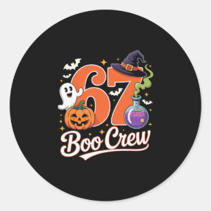 67 Boo Crew Lustiger Halloween-Geist Hexe Kürbis S Runder Aufkleber