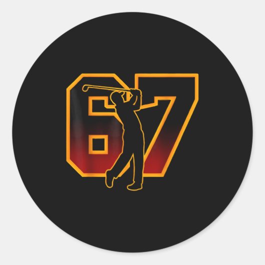 67 Brainrot Youth Golf Drip - Funny Kids 67 Runder Aufkleber (Vorderseite)