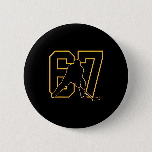 67 Brainrot Youth Ice Hockey Drip - Funny Kids 67  Button (Vorderseite)