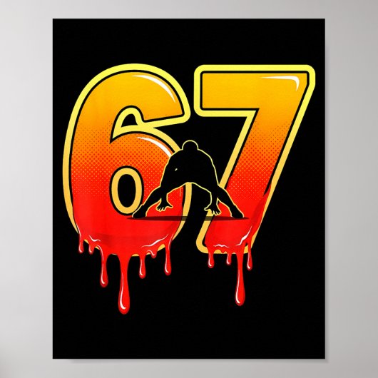 67 Brainrot Youth Wrestling Drip - Funny Kids 67 Poster (Vorne)