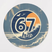 67 bro Surf-Aufkleber Etiketten (Design 2)