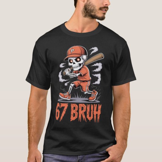 "67 Bruh" Baseball-Skelett T-Shirt (Vorderseite)
