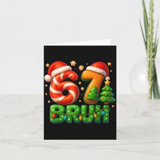 67 Bruh Christmas Candy Cane Gingerbread Design Xm Karte (Vorderseite)