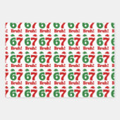 67 Bruh Funny Christmas Red and Green Santa Hat Geschenkpapier Set (Vorderseite 3)