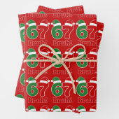 67 Bruh Funny Christmas Red and Green Santa Hat Geschenkpapier Set (Beispiel)