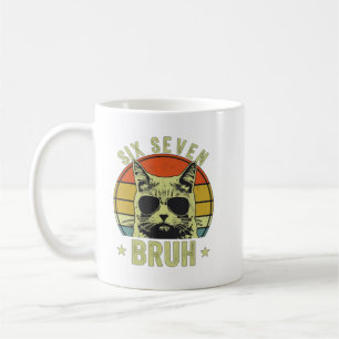 67 Bruh Katze Meme Six Seven 6 7 Kinder Jungen Män Kaffeetasse