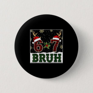 67 Bruh Lustiger Weihnachten Kariert Geweih Santa  Button