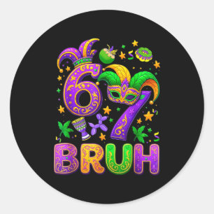 67 Bruh Mardi Gras Narrrenmaske New Orleans _1 Runder Aufkleber
